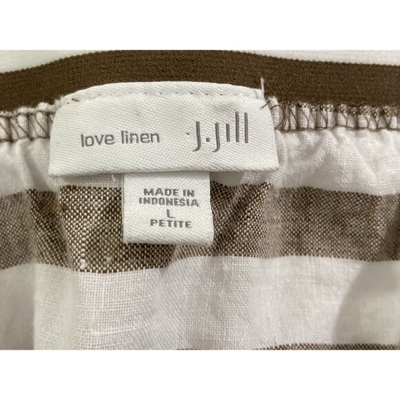 J Jill Skirt Women’s Lp Brown Stripe Love Linen Pull On Pockets Casual Bohemian - Picture 5 of 10